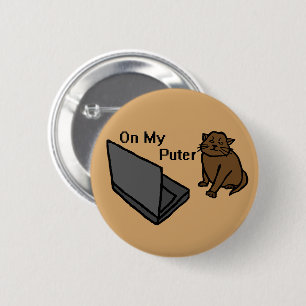 Badge Rond 5 Cm Sur Mon Ordinateur Drôle De Chat Brun Mème