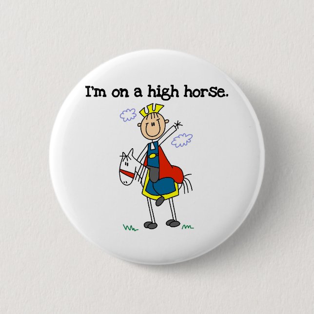 Badge Rond 5 Cm Sur un haut cheval (Devant)