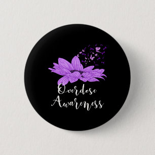 Badge Rond 5 Cm Surdose de tournesol violet de papillon