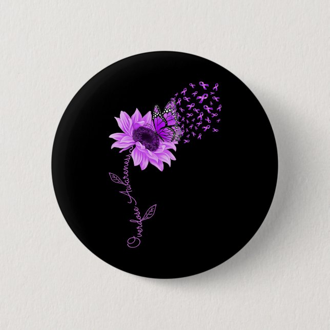 Badge Rond 5 Cm Surdose de tournesol violet de papillon (Devant)