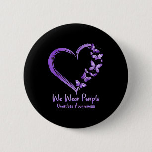 Badge Rond 5 Cm Surdose Sensibilisation au papillon pourpre Coeur