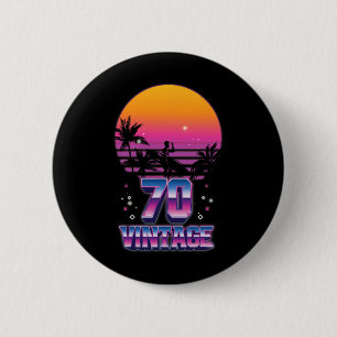 Badge Rond 5 Cm Surf 1970 Océan Pacifique Coucher de soleil 70e An