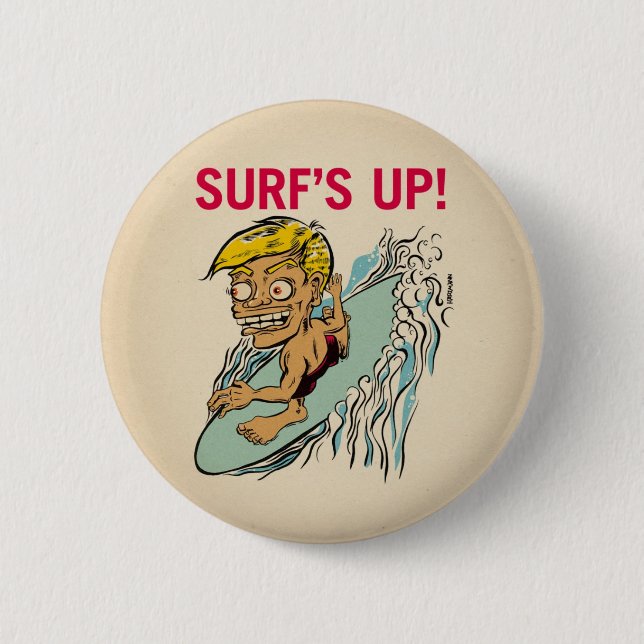 Badge Rond 5 Cm Surf ! Bouton (Devant)