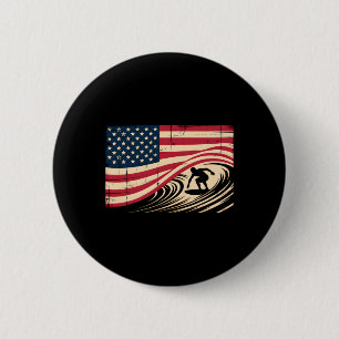 Badge Rond 5 Cm Surf Cool Pour Hommes Femmes 4 Juillet Drapeau Amé