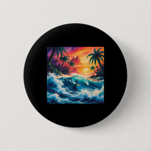 Badge Rond 5 Cm Surf dans un paradis tropical
