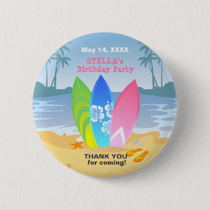 Badge Rond 5 Cm Surf Fille fête d'anniversaire