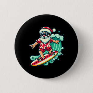 Badge Rond 5 Cm Surf Père Noël Tropical Noël Vacances Noël À