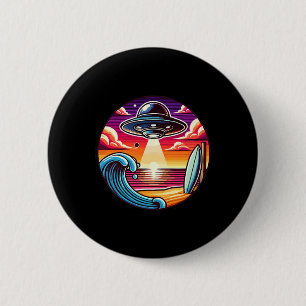 Badge Rond 5 Cm Surf Surfant Surfeur Vague Océan Coucher de soleil