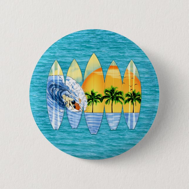 Badge Rond 5 Cm Surfer et planches de surf (Devant)