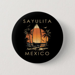 Badge Rond 5 Cm Surfeur Sayulita Mexique Plage Surfant Surfeur V