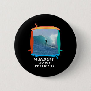Badge Rond 5 Cm Surfeur, Surf, Vagues, Océan, Fenêtre de planches