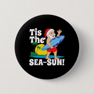 Badge Rond 5 Cm Surfing Santa C'est Le Noël de la Mer-soleil En Ju
