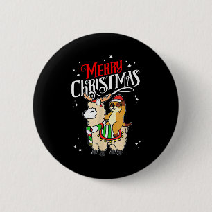 Badge Rond 5 Cm Suricate Joyeux Noël Renne Lama à cheval Suricate