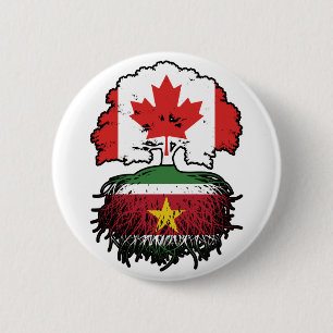 Badge Rond 5 Cm Suriname Surinamais Canadien Canada Racines d'Arbr