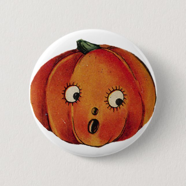 Badge Rond 5 Cm Surpris Citrouille d'Halloween (Devant)