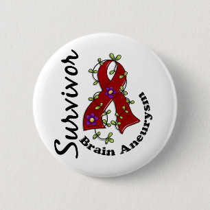 Badge Rond 5 Cm Survivant 15 d'anévrisme cérébral