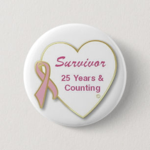 Badge Rond 5 Cm Survivant 25 ans et Comptage