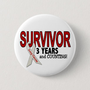 Badge Rond 5 Cm Survivant de cancer de poumon 3 ans