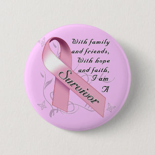 Badge Rond 5 Cm Survivant de cancer du sein