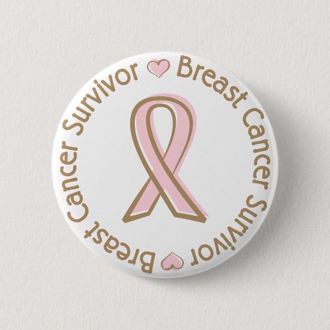 Badge Rond 5 Cm Survivant de cancer du sein (Devant)
