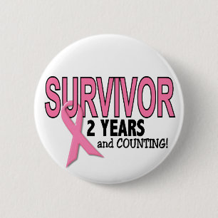 Badge Rond 5 Cm SURVIVANT de CANCER DU SEIN 2 ans et comptes