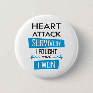 Badge Rond 5 Cm Survivant de l'attaque cardiaque, je me suis battu