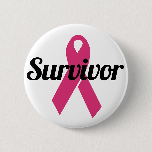 Badge Rond 5 Cm Survivant du cancer du sein (Devant)