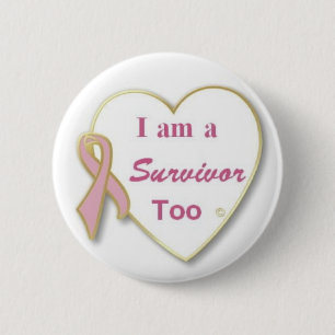 Badge Rond 5 Cm Survivant du cancer du sein aussi