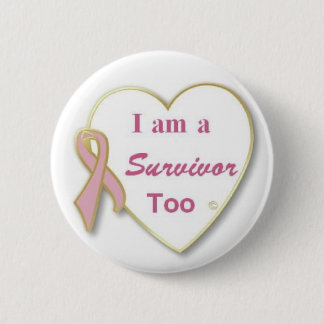Badge Rond 5 Cm Survivant du cancer du sein aussi