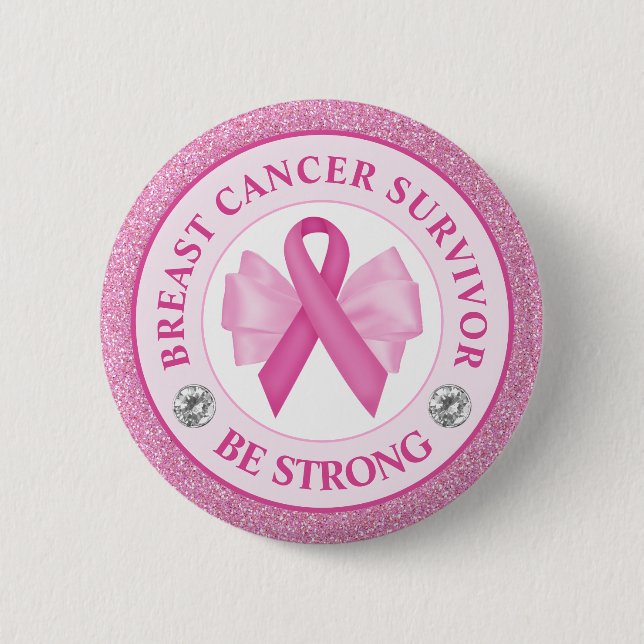 Badge Rond 5 Cm Survivant du Ruban de sensibilisation au cancer du (Devant)