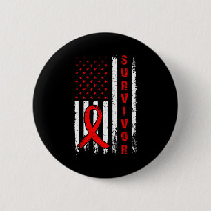 Badge Rond 5 Cm Survivant et gagner la maladie cardiaque Drapeau a