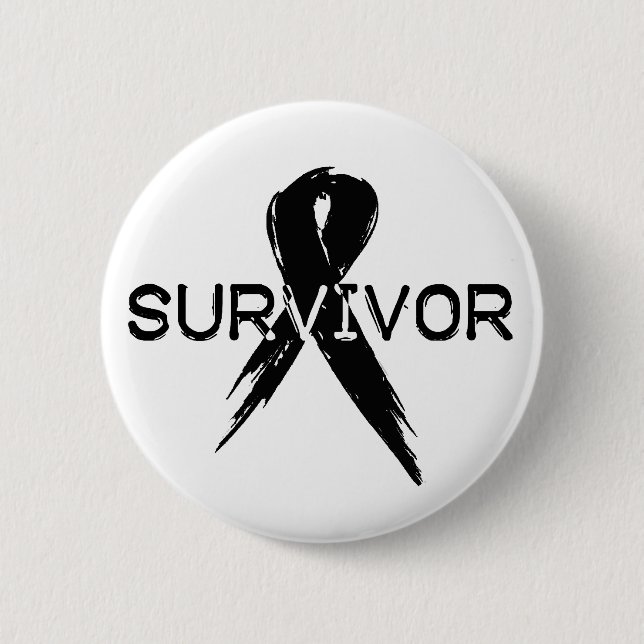 Badge Rond 5 Cm Survivant noir de ruban (Devant)