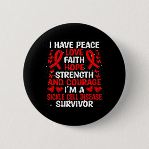 Badge Rond 5 Cm Survivant Peace Hope Aimer Maladie de la faucille