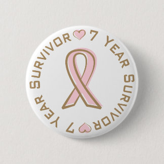 Badge Rond 5 Cm Survivant rose de cancer du sein de ruban 7 ans