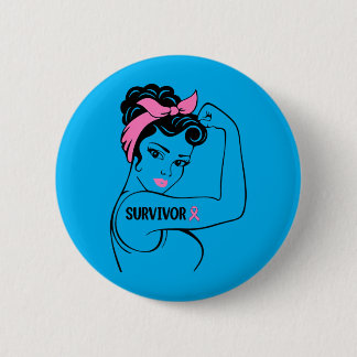 Badge Rond 5 Cm Survivante du cancer du sein Rosie Riveter nk Sens