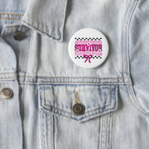 Badge Rond 5 Cm Survivante du cancer sein rose