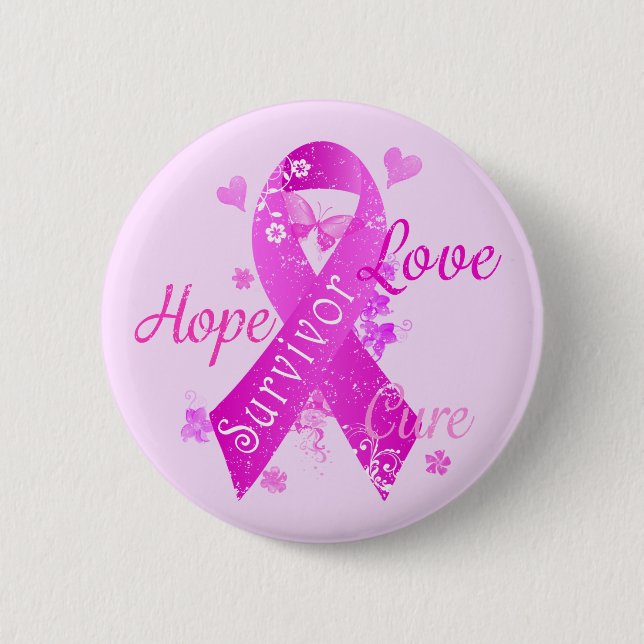 Badge Rond 5 Cm Survivor Love Hope Cure (Devant)