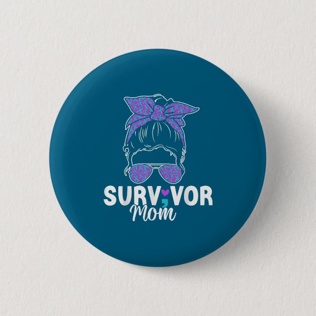 Badge Rond 5 Cm Survivor Mom - Semicolon Suicide Prevention Awaren (Devant)