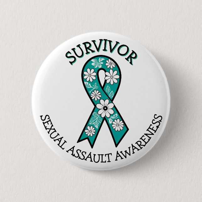 Badge Rond 5 Cm Survivor SA Teal Awareness Ribbon (Devant)