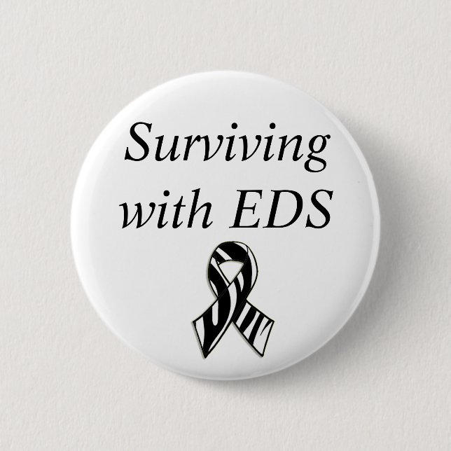 Badge Rond 5 Cm Survivre avec EDS Ehlers-Danlos Syndrome Ruban (Devant)