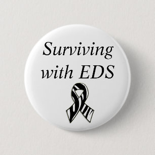 Badge Rond 5 Cm Survivre avec EDS Ehlers-Danlos Syndrome Ruban