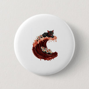 Badge Rond 5 Cm Sushi Cat Dreams � Quirky Japonais Nourriture Kitt