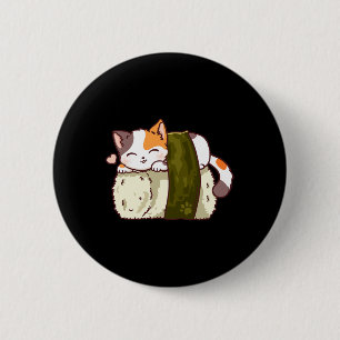 Badge Rond 5 Cm Sushi Cat Kawaii Anime Neko Japonais