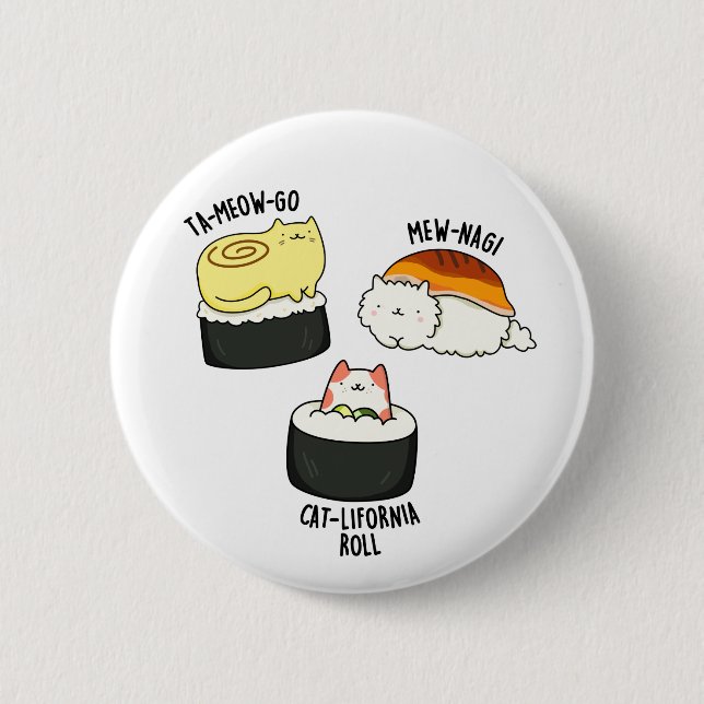 Badge Rond 5 Cm Sushi Cats Cute Sushi Pun (Devant)