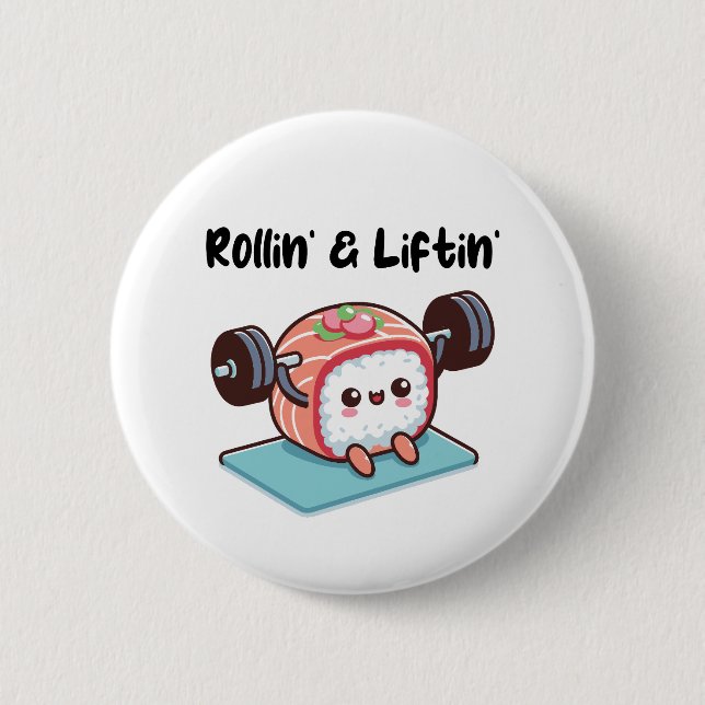 Badge Rond 5 Cm Sushi Roll Lifting Weights (Devant)