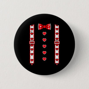 Badge Rond 5 Cm Suspenders Jour de la Saint-Valentin Nœud Papillon