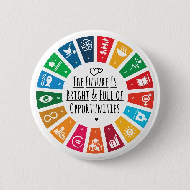 Badge Rond 5 Cm Sustainability Goals Advocacy Community Action (Devant)
