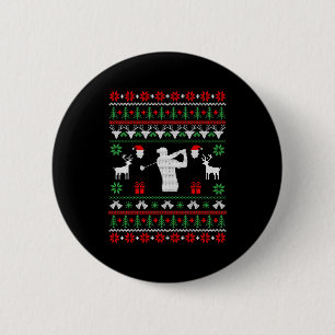Badge Rond 5 Cm Sweat de Noël moche Golf