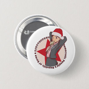Badge Rond 5 Cm Sweater de Noël Anime - jolie fille coréenne Père 