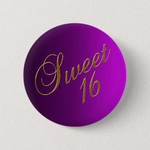 Badge Rond 5 Cm Sweet 16 Club Button violet